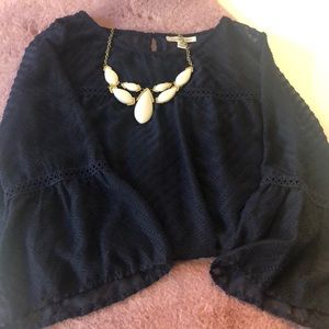 Blue bell sleeve blouse